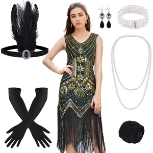 image:imageFEPITO 1920s Flapper Dresses for Women Fringed Sequin Great Gatsby Dress for Women with 20s Accessories Roaring 20s CostumeGreenstyle 3