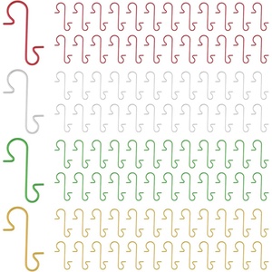 image:imageFEPITO 200 Pcs Christmas Ornament Hooks 4 Colors Stainless Steel Christmas Ornament Hangers Perfect for Art Craft Christmas Tree DecorationsSilver Red Gold Green