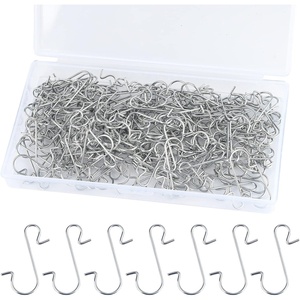 image:imageFEPITO 200 Pcs Christmas Ornament Hooks Silver Stainless Steel Christmas Ornament Hangers Perfect for Art Craft Christmas Tree Decorations