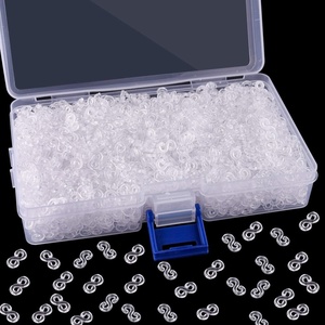 image:imageFEPITO 2000 Pcs Loom Rubber Bands S Clips Plastic Band Clips Connectors Refills Kit Clip for Loom Bracelets DIY Making Clear