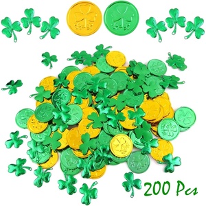 image:imageFEPITO 200PCS St Patricks Day Shamrock Coins amp Confetti Decorations Green amp Gold Lucky Clover Shamrocks Plastic Coins amp PVC Confetti for St Patricks Day Party Favors