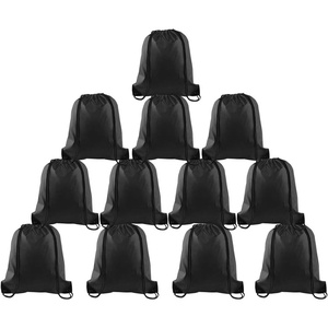image:imageFEPITO 22 Pack Drawstring Bags String Backpack Bulk Sack Cinch Bag Sport Bags for School Gym TravelingBlack 1