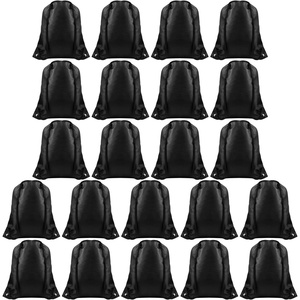image:imageFEPITO 22 Pack Drawstring Bags String Backpack Bulk Sack Cinch Bag Sport Bags for School Gym TravelingBlack