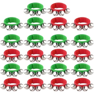 image:imageFEPITO 22 Pieces Christmas Band Wrist Bells Bracelets Jingle Bells Musical Ankle Bells Rhythm Instrument Percussion Christmas Party Decoration Favorsred and green