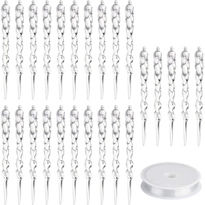 image:imageFEPITO 24 PCS Christmas Acrylic Icicle Clear Plastic Icicle Ornaments for Christmas Party Christmas Tree Hanging Supplies Holiday Decoration24