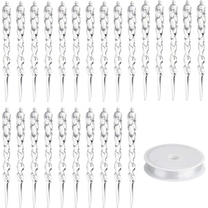 image:imageFEPITO 24 PCS Christmas Acrylic Icicle Clear Plastic Icicle Ornaments for Christmas Party Christmas Tree Hanging Supplies Holiday Decoration35