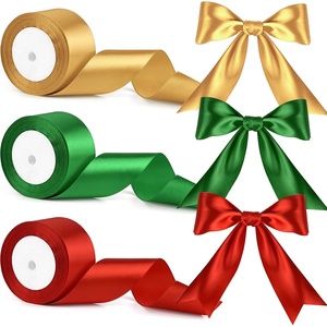 image:imageFEPITO 3 Rolls Wide Christmas Ribbons 2 Inch Red Satin Ribbon for Christmas Wedding Wrapping Crafts DecorRed Green Gold