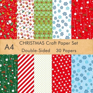 image:imageFEPITO 30 Sheets Christmas Pattern Paper Set A4 Decorative Paper for Card Making Scrapbook Decoration 10 DesignsA430pcs