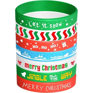 image:imageFEPITO 35 Pieces Christmas Wristband Silicone Wristbands Rubber Band for Christmas Party Decoration 7 Merry Xmas Patterns7 colors  35pcs