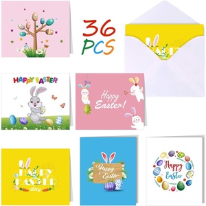 image:imageFEPITO 36 Pack Happy Easter Cards Easter Greeting Cards Assortment Easter Bunny Egg Rabbit Design Spring Note Cards with 36 Envelopes and Sticker for Kids 6 Design
