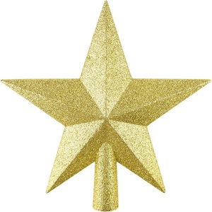 image:imageFEPITO 43 Inches Glitter Star Mini Christmas Tree Topper ShatterProof Small Christmas Tree Decoration Treetop for Holiday Ornament or Home DcorGold