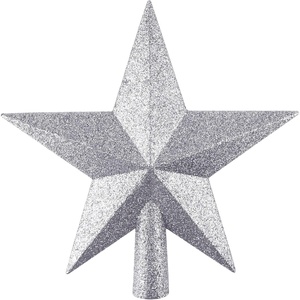 image:imageFEPITO 43 Inches Glitter Star Mini Christmas Tree Topper ShatterProof Small Christmas Tree Decoration Treetop for Holiday Ornament or Home DcorSilver