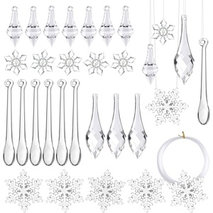 image:imageFEPITO 50 PCS Christmas Decoration Acrylic Icicles Snowflake Hanging Icicles Christmas Icicle Snowflake Ornaments Set for Christmas Decorations