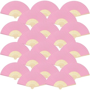 image:imageFEPITO 65 Pieces White Handheld Paper Fan Paper Folding Fans with Bamboos for Wedding Gift Party HomePink