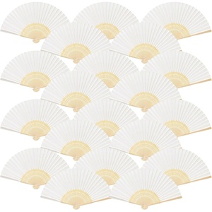 image:imageFEPITO 65 Pieces White Handheld Paper Fan Paper Folding Fans with Bamboos for Wedding Gift Party HomeWhite