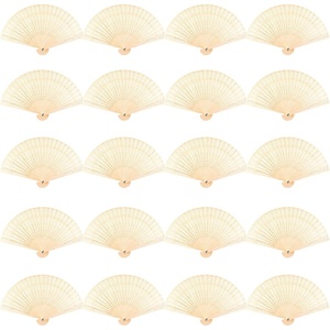 image:imageFEPITO 65 Pieces White Handheld Paper Fan Paper Folding Fans with Bamboos for Wedding Gift Party HomeWood Color