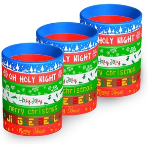 image:imageFEPITO 70 Pieces Christmas Silicone Wristbands Rubber Band Bracelets for Christmas Party Decoration Supplies 7 Merry Xmas Style