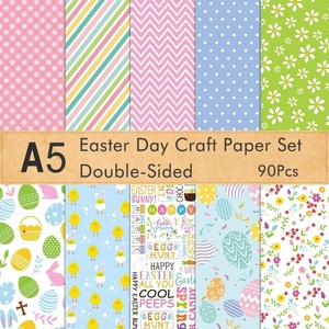 image:imageFEPITO 90 Sheets Easter Pattern Paper Set A5 Size Craft Paper for Easter Card Making Scrapbook Decoration Double Side 10 PatternsA590PCS