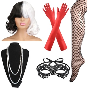 image:imageFEPITO Black and White Wigs Cosplay Costume Set Halloween 1920s Accessories