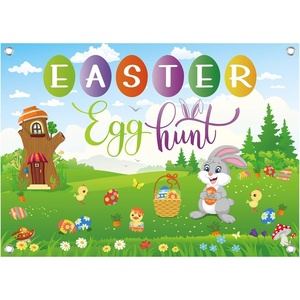 image:imageFEPITO Easter Egg Hunt Banner Extra Large 69FT5FT Fabric Easter Banner Spring Easter lawn sign for Easter Egg Hunt Game Easter Decoration Indoor Outdoor Easter Party Supplies