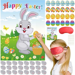 image:imageFEPITO Easter Game for Kids Pin The Tail on The Bunny Pin The Egg on The Bunny with 24 Tails 24 Easter Eggs Stickers for Easter Party Decorations Easter Egg Hunt Activities