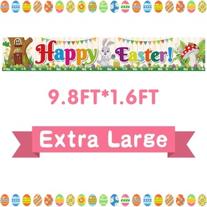 image:imageFEPITO Large Happy Easter Banner Fabric Easter lawn sign Backdrop Banner for Spring Easter Decoration Indoor Outdoor Easter Party Supplies98FT16FT