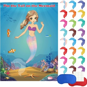 image:imageFEPITO Pin The Horn on Unicorngame for Kids Birthday Party Game with 24 Horn Stickers Birthday Poster for Kids UnicornBirthday Girls Rainbow Party Favors Supplies Decoration Home Wall Decor BackdropMermaid