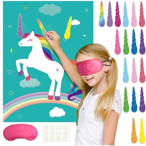image:imageFEPITO Pin The Horn on Unicorngame for Kids Birthday Party Game with 24 Horn Stickers Birthday Poster for Kids UnicornBirthday Girls Rainbow Party Favors Supplies Decoration Home Wall Decor BackdropUnicorn