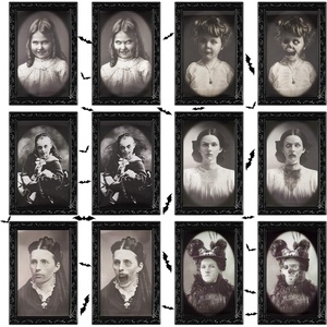 image:imageKUUQA 6 Pack Halloween Horror Portrait Decorations Spooky Photo Frame 3D Changing Face Scary Picture Frame Haunted Wall Decoration for Home Halloween Party Decor