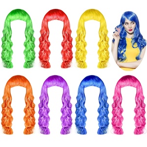 image:imageKUUQA 7 Pieces Colorful Long Curly Wigs Long Colorful Hair Wig Wavy Hair Wigs Curly Cosplay Costume Wig for Women Party Dcor