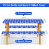 image:imageFEPITO 3 Pcs Picnic Table Cover with Bench Covers 3Piece Set 30 x 72 Inch Picnic Vinyl Picnic Table and Bench Fitted Tablecloth Cover BlueWhite Moroccan for Outdoor BBQ Holiday Party Camping