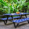 image:imageFEPITO 3 Pcs Picnic Table Cover with Bench Covers 3Piece Set 30 x 72 Inch Picnic Vinyl Picnic Table and Bench Fitted Tablecloth Cover BlueWhite Moroccan for Outdoor BBQ Holiday Party Camping