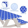 image:imageFEPITO 3 Pcs Picnic Table Cover with Bench Covers 3Piece Set 30 x 72 Inch Picnic Vinyl Picnic Table and Bench Fitted Tablecloth Cover BlueWhite Moroccan for Outdoor BBQ Holiday Party Camping