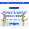 image:imageFEPITO 3 Pcs Picnic Table Cover with Bench Covers 3Piece Set 30 x 72 Inch Picnic Vinyl Picnic Table and Bench Fitted Tablecloth Cover BlueWhite Plaid for Outdoor BBQ Holiday Party Camping
