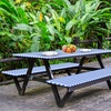 image:imageFEPITO 3 Pcs Picnic Table Cover with Bench Covers 3Piece Set 30 x 72 Inch Picnic Vinyl Picnic Table and Bench Fitted Tablecloth Cover BlueWhite Plaid for Outdoor BBQ Holiday Party Camping