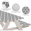 image:imageFEPITO 3 Pcs Picnic Table Cover with Bench Covers 3Piece Set 30 x 72 Inch Picnic Vinyl Picnic Table and Bench Fitted Tablecloth Cover GrayWhite Moroccan for Outdoor BBQ Holiday Party Camping