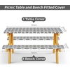 image:imageFEPITO 3 Pcs Picnic Table Cover with Bench Covers 3Piece Set 30 x 72 Inch Picnic Vinyl Picnic Table and Bench Fitted Tablecloth Cover GrayWhite Moroccan for Outdoor BBQ Holiday Party Camping
