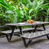 image:imageFEPITO 3 Pcs Picnic Table Cover with Bench Covers 3Piece Set 30 x 72 Inch Picnic Vinyl Picnic Table and Bench Fitted Tablecloth Cover GrayWhite Moroccan for Outdoor BBQ Holiday Party Camping