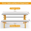 image:imageFEPITO 3 Pcs Picnic Table Cover with Bench Covers 3Piece Set 30 x 72 Inch Picnic Vinyl Picnic Table and Bench Fitted Tablecloth Cover GrayWhite Plaid for Outdoor BBQ Holiday Party Camping
