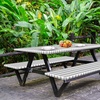 image:imageFEPITO 3 Pcs Picnic Table Cover with Bench Covers 3Piece Set 30 x 72 Inch Picnic Vinyl Picnic Table and Bench Fitted Tablecloth Cover GrayWhite Plaid for Outdoor BBQ Holiday Party Camping