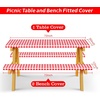image:imageFEPITO 3 Pcs Table Cover with Bench Covers 30 x 72 Inch Picnic Vinyl Picnic Table and Bench Fitted Tablecloth RedWhite Plaid for Outdoor BBQ Holiday Party Camping