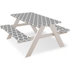 image:imageFEPITO 3 Pcs Picnic Table Cover with Bench Covers 3Piece Set 30 x 72 Inch Picnic Vinyl Picnic Table and Bench Fitted Tablecloth Cover GrayWhite Moroccan for Outdoor BBQ Holiday Party Camping