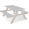 image:imageFEPITO 3 Pcs Picnic Table Cover with Bench Covers 3Piece Set 30 x 72 Inch Picnic Vinyl Picnic Table and Bench Fitted Tablecloth Cover GrayWhite Plaid for Outdoor BBQ Holiday Party Camping