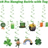 image:imageFEPITO 37 Pcs St Patricks Day Decorations Set Lucky Irish Green Shamrock Foil String Hanging Swirls Leprechauns Saint Patricks Paper Cut St Patricks Hanging Paper Fans Honeycomb Ball