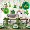 image:imageFEPITO 37 Pcs St Patricks Day Decorations Set Lucky Irish Green Shamrock Foil String Hanging Swirls Leprechauns Saint Patricks Paper Cut St Patricks Hanging Paper Fans Honeycomb Ball