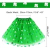 image:imageFEPITO StPatricks Day Parade Costume Accessories Set Includes Shamrock Green Tutu Tulle Skirt and Shamrock Headband Necklace for StPatricks Day Decoration Party Supplies