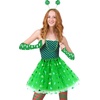 image:imageFEPITO StPatricks Day Parade Costume Accessories Set Includes Shamrock Green Tutu Tulle Skirt and Shamrock Headband Necklace for StPatricks Day Decoration Party Supplies
