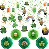 image:imageFEPITO 37 Pcs St Patricks Day Decorations Set Lucky Irish Green Shamrock Foil String Hanging Swirls Leprechauns Saint Patricks Paper Cut St Patricks Hanging Paper Fans Honeycomb Ball