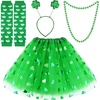 image:imageFEPITO StPatricks Day Parade Costume Accessories Set Includes Shamrock Green Tutu Tulle Skirt and Shamrock Headband Necklace for StPatricks Day Decoration Party Supplies