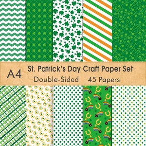 image:imageFEPITO 45 Sheets StPatricks Day Pattern Paper Set A4 Size Decorative Paper Card Making Scrapbook DecorationStPatricks Day Party Supplies